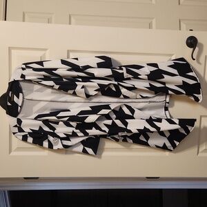 Reborn black & white open "drape-front" cardigan, large